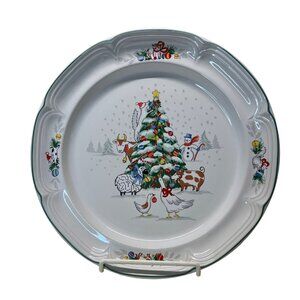 International China Country Christmas Chop Plate Platter Goose Cow Lamb 12 1/2"